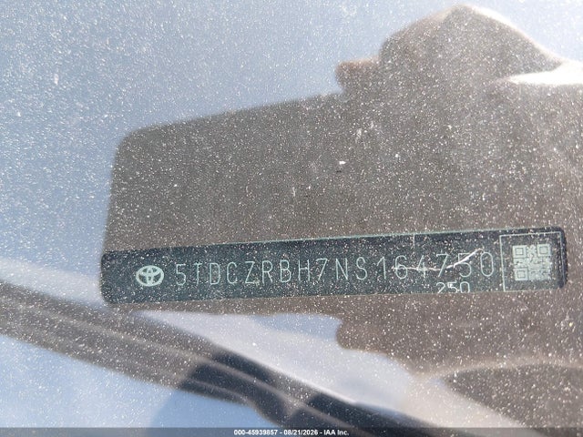 2022 Toyota Highlander L მანქანა იყიდება აუქციონზე, vin: 5TDCZRBH7NS164750, აუქციონის ნომერი: 45939857