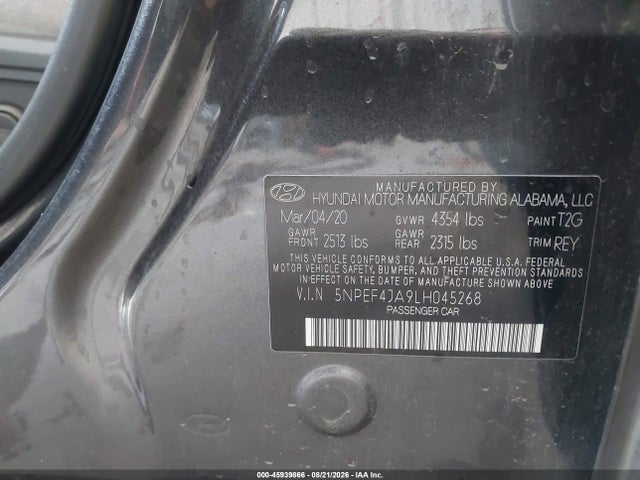 Aukcja sprzedaży 2020 Hyundai Sonata Sel, vin: 5NPEF4JA9LH045268, numer aukcji: 45939866