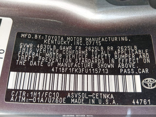 4T1BF1FK3FU115713 Toyota Camry Le/xle/se/xse