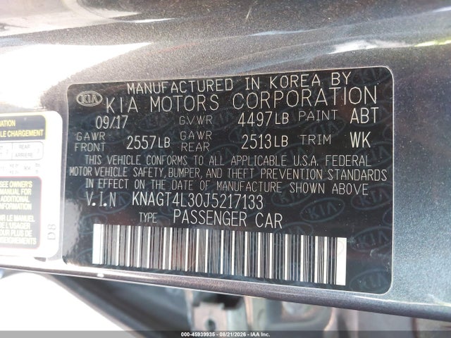 Продаж на аукціоні авто 2018 Kia Optima Lx, vin: KNAGT4L30J5217133, номер лоту: 45939935