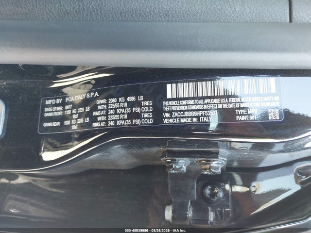 2017 Jeep Renegade Latitude 4x4 მანქანა იყიდება აუქციონზე, vin: ZACCJBBB9HPF53501, აუქციონის ნომერი: 45939956