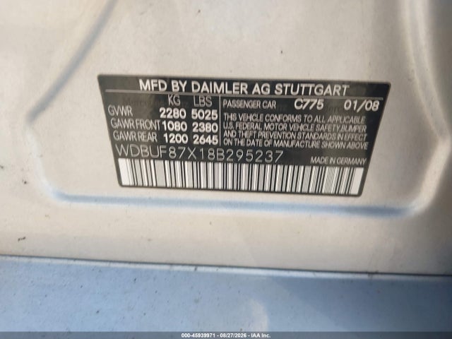 Продаж на аукціоні авто 2008 Mercedes-benz E 350 4matic, vin: WDBUF87X18B295237, номер лоту: 45939971