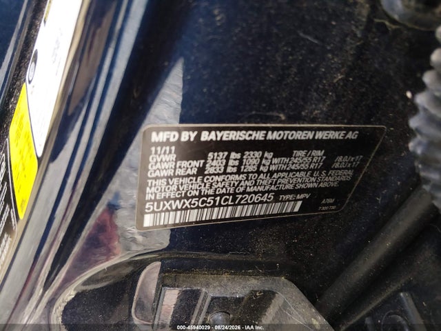 Aukcja sprzedaży 2012 Bmw X3 Xdrive28i, vin: 5UXWX5C51CL720645, numer aukcji: 45940029