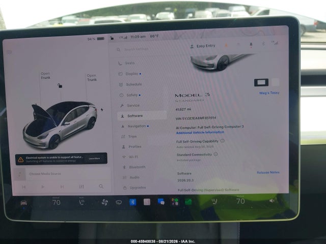 Auction sale of the 2021 Tesla Model 3 Standard Range Plus Rear-wheel Drive, vin: 5YJ3E1EA8MF851914, lot number: 45940038