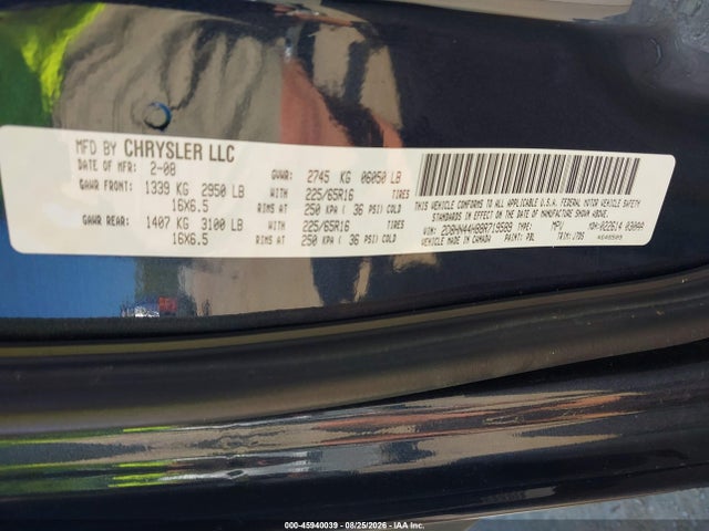 Auction sale of the 2008 Dodge Grand Caravan Se, vin: 2D8HN44H88R719589, lot number: 45940039