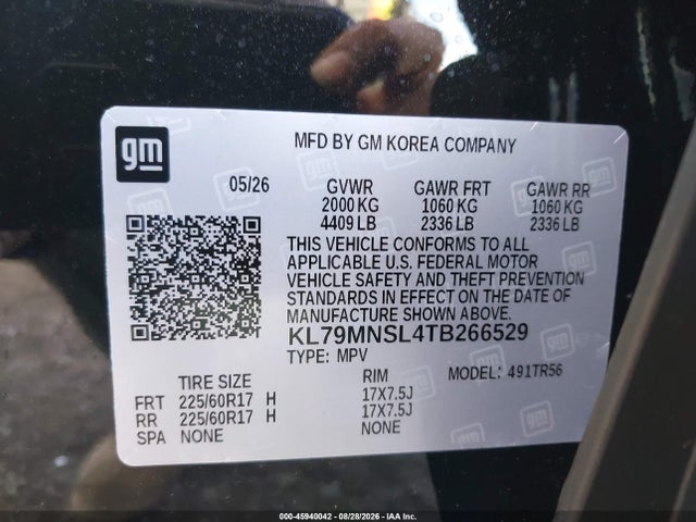 Продаж на аукціоні авто 2026 Chevrolet Trailblazer Awd Ls, vin: KL79MNSL4TB266529, номер лоту: 45940042