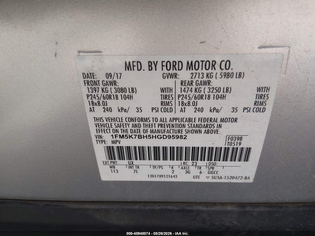 1FM5K7BH5HGD95982 Ford Explorer