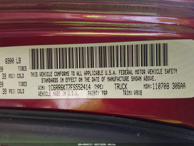 2015 Ram 1500 Express მანქანა იყიდება აუქციონზე, vin: 1C6RR6KT7FS552414, აუქციონის ნომერი: 45940131