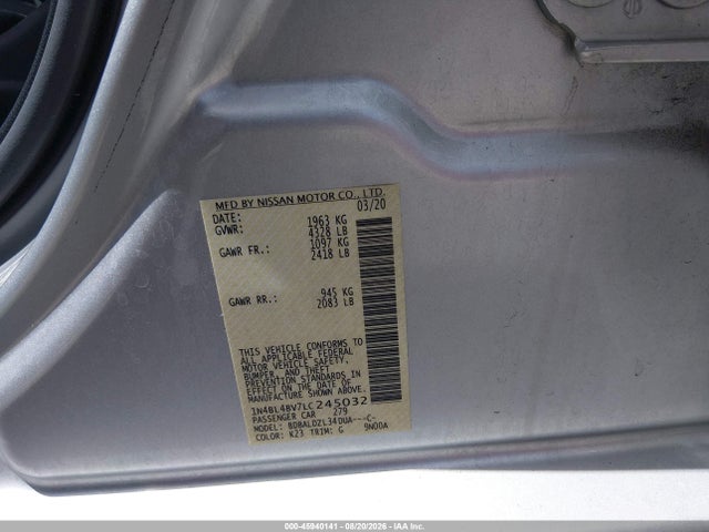 Nissan Altima S Fwd 2020 1N4BL4BV7LC245032 Image 9