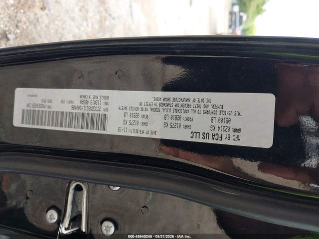 45940245 :رقم المزاد ، 2C3CDXBG1LH100486 vin ، 2020 Dodge Charger Sxt Rwd مزاد بيع