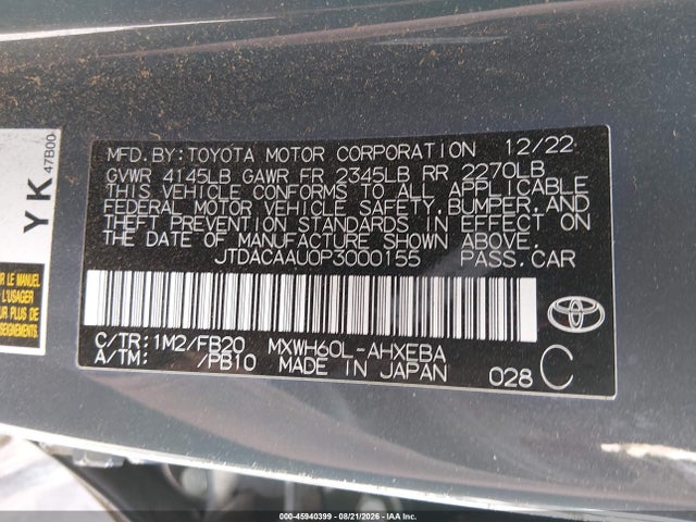 Toyota Prius Le 2023 JTDACAAU0P3000155 Image 9