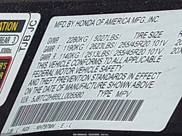 Продажа на аукционе авто 2020 Acura Rdx A-spec Package, vin: 5J8TC2H65LL005580, номер лота: 45940436