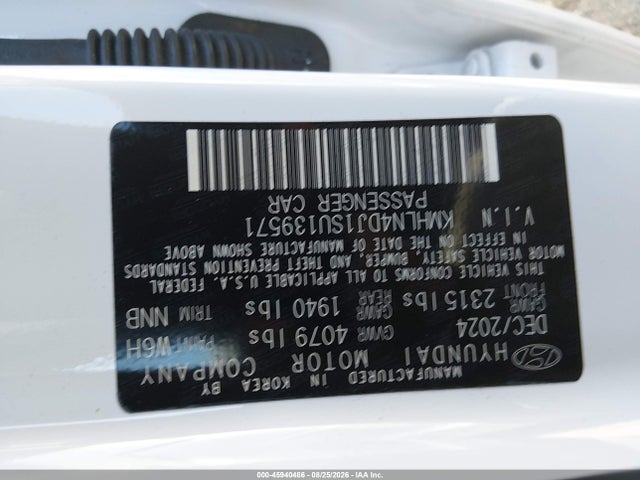Продажа на аукционе авто 2025 Hyundai Elantra Hybrid Limited, vin: KMHLN4DJ1SU139571, номер лота: 45940486