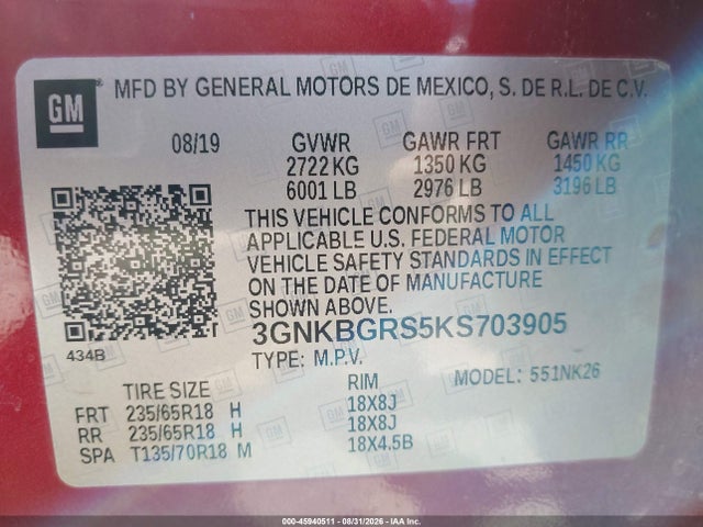 Chevrolet Blazer 2019 3GNKBGRS5KS703905 Image 9