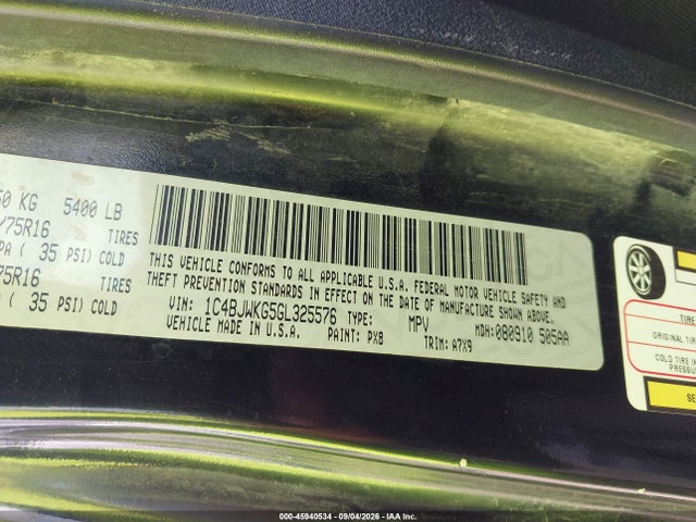 45940534 :رقم المزاد ، 1C4BJWKG5GL325576 vin ، 2016 Jeep Wrangler Unlimited Sport Rhd مزاد بيع