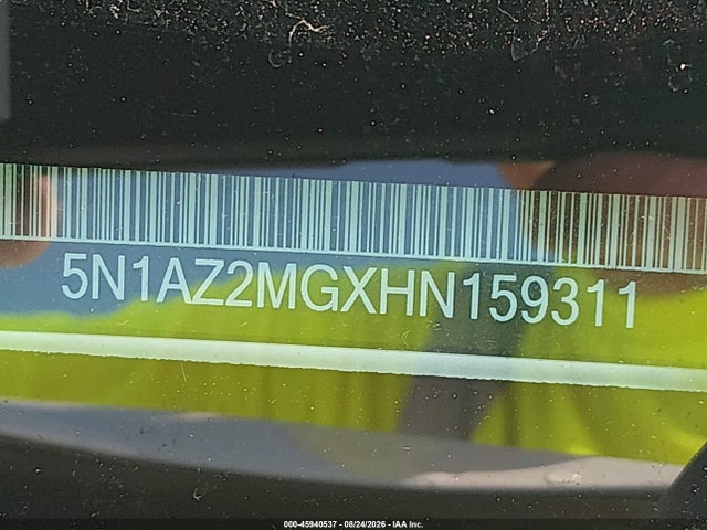 45940537 :رقم المزاد ، 5N1AZ2MGXHN159311 vin ، 2017 Nissan Murano S مزاد بيع