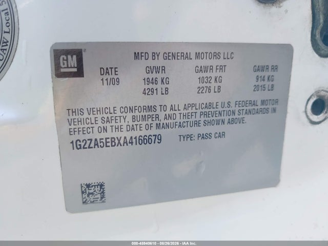 Продаж на аукціоні авто 2010 Pontiac G6, vin: 1G2ZA5EBXA4166679, номер лоту: 45940610