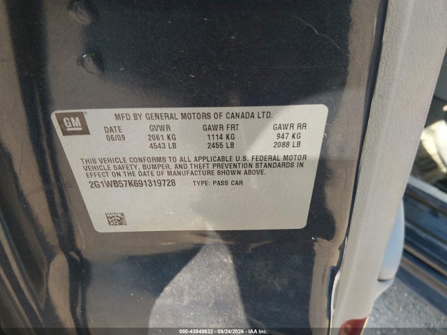 Продажа на аукционе авто 2009 Chevrolet Impala Ls, vin: 2G1WB57K691319728, номер лота: 45940632