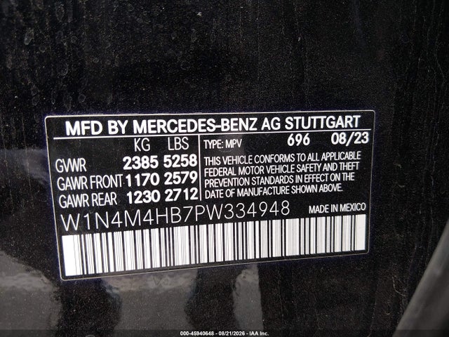 2023 Mercedes-benz Glb 250 4matic მანქანა იყიდება აუქციონზე, vin: W1N4M4HB7PW334948, აუქციონის ნომერი: 45940648