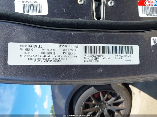 Aukcja sprzedaży 2015 Dodge Charger Se, vin: 2C3CDXBG1FH835781, numer aukcji: 45940693