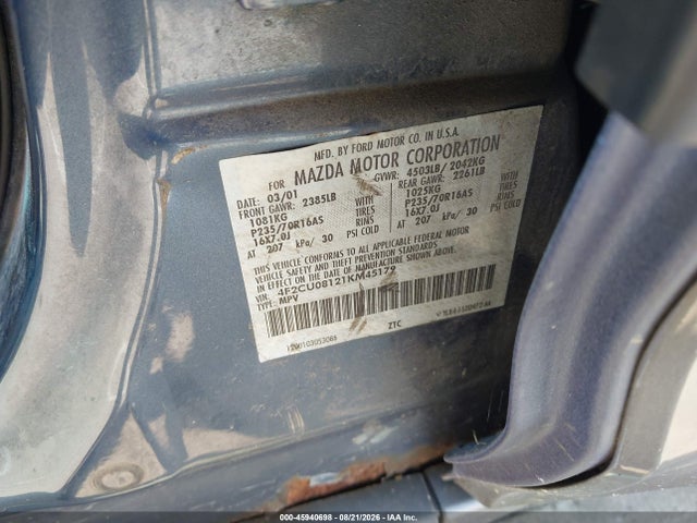 45940698 :رقم المزاد ، 4F2CU08121KM45179 vin ، 2001 Mazda Tribute Lx/es مزاد بيع