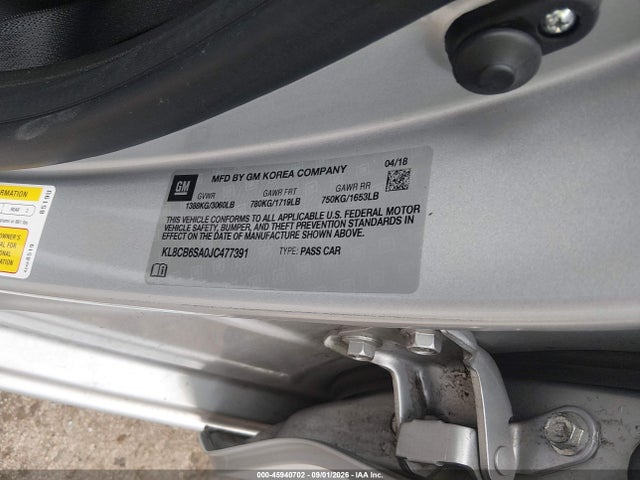 45940702 :رقم المزاد ، KL8CB6SA0JC477391 vin ، 2018 Chevrolet Spark Ls Cvt مزاد بيع