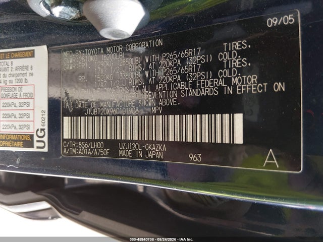 Продажа на аукционе авто 2006 Lexus Gx 470, vin: JTJBT20X960101908, номер лота: 45940708