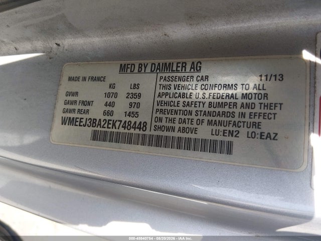 Aukcja sprzedaży 2014 Smart Fortwo Pure, vin: WMEEJ3BA2EK748448, numer aukcji: 45940754
