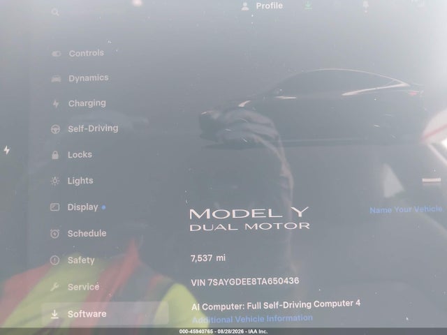 Aukcja sprzedaży 2026 Tesla Model Y, vin: 7SAYGDEE8TA650436, numer aukcji: 45940765