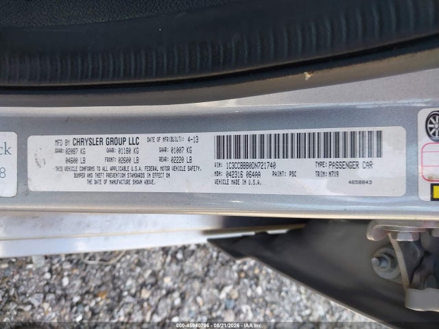 2013 Chrysler 200 Touring მანქანა იყიდება აუქციონზე, vin: 1C3CCBBB0DN721740, აუქციონის ნომერი: 45940796