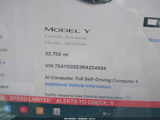 Aukcja sprzedaży 2024 Tesla Model Y Long Range Dual Motor All-wheel Drive, vin: 7SAYGDEE3RA224694, numer aukcji: 45940801