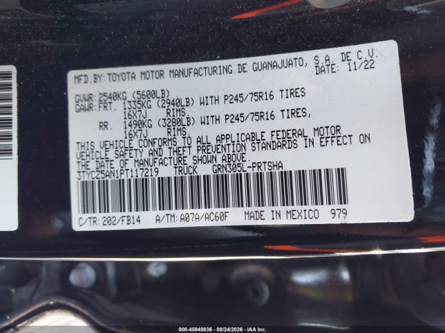 Продажа на аукционе авто 2023 Toyota Tacoma Sr V6, vin: 3TYCZ5AN1PT117219, номер лота: 45940836