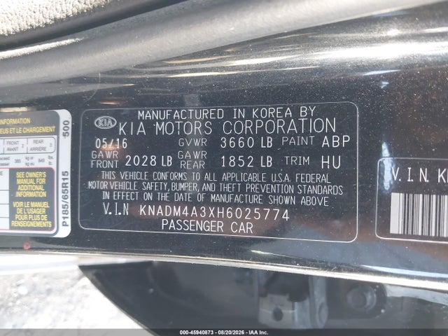KIA RIO LX 2017 KNADM4A3XH6025774 Image 9