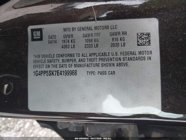 Aukcja sprzedaży 2014 Buick Verano, vin: 1G4PP5SK7E4199968, numer aukcji: 45940942