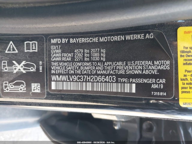 45940960 :رقم المزاد ، WMWLV9C37H2D66403 vin ، 2017 Mini Clubman John Cooper Works مزاد بيع