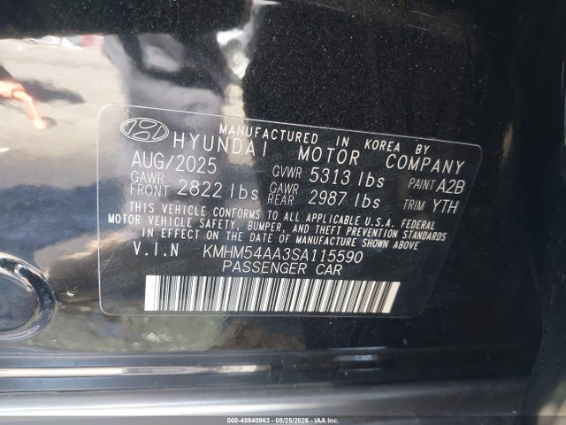 Продаж на аукціоні авто 2025 Hyundai Ioniq 6 Limited, vin: KMHM54AA3SA115590, номер лоту: 45940963