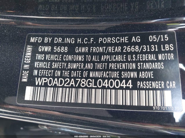 WP0AD2A78GL040044 Porsche Panamera E-hybrid S