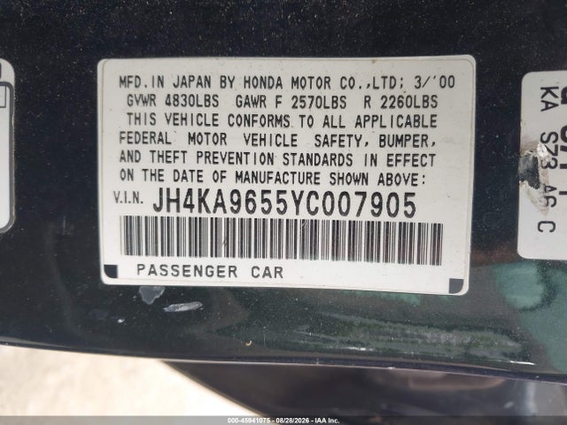 Продаж на аукціоні авто 2000 Acura Rl 3.5, vin: JH4KA9655YC007905, номер лоту: 45941075