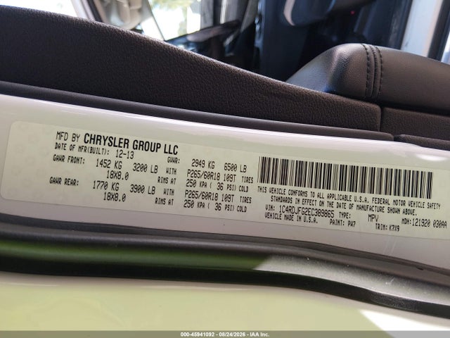 45941092 :رقم المزاد ، 1C4RDJFG2EC389865 vin ، 2014 Dodge Durango Special Service مزاد بيع