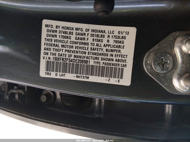 Продаж на аукціоні авто 2013 Honda Civic Lx, vin: 19XFB2F54DE208981, номер лоту: 45941127