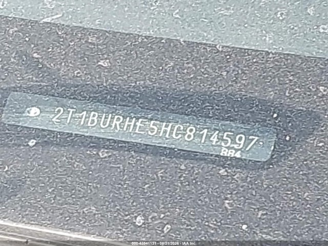 Aukcja sprzedaży 2017 Toyota Corolla Le, vin: 2T1BURHE5HC814597, numer aukcji: 45941131