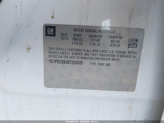 Продажа на аукционе авто 2013 Chevrolet Cruze 2lt Auto, vin: 1G1PE5SB4D7239505, номер лота: 45941149