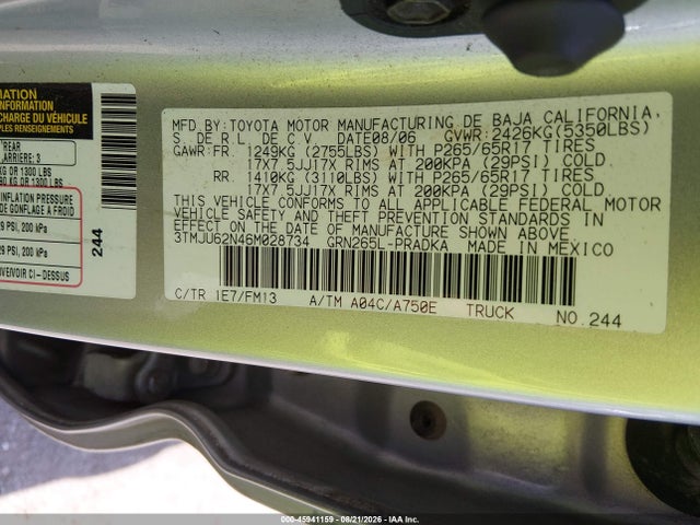 Продаж на аукціоні авто 2006 Toyota Tacoma Prerunner V6, vin: 3TMJU62N46M028734, номер лоту: 45941159