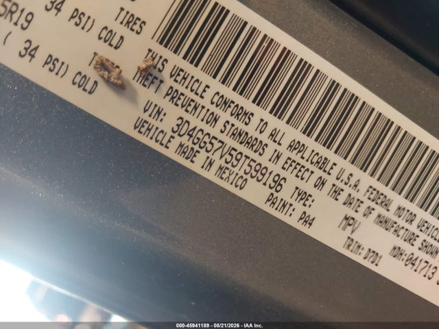 2009 Dodge Journey Sxt მანქანა იყიდება აუქციონზე, vin: 3D4GG57V59T599196, აუქციონის ნომერი: 45941189