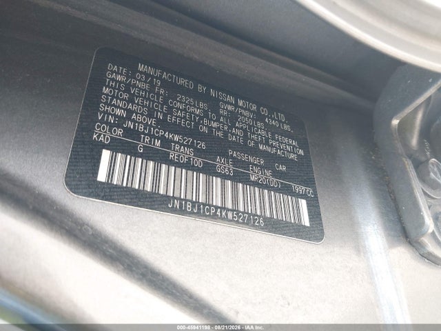2019 Nissan Rogue Sport Sv მანქანა იყიდება აუქციონზე, vin: JN1BJ1CP4KW527126, აუქციონის ნომერი: 45941198
