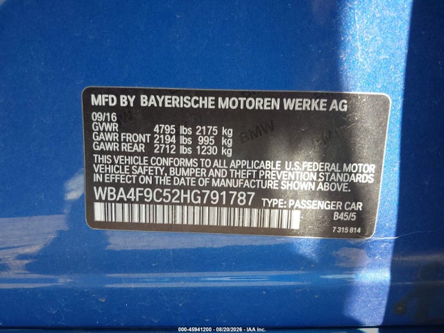 Продажа на аукционе авто 2017 Bmw 430i Gran Coupe Xdrive, vin: WBA4F9C52HG791787, номер лота: 45941200