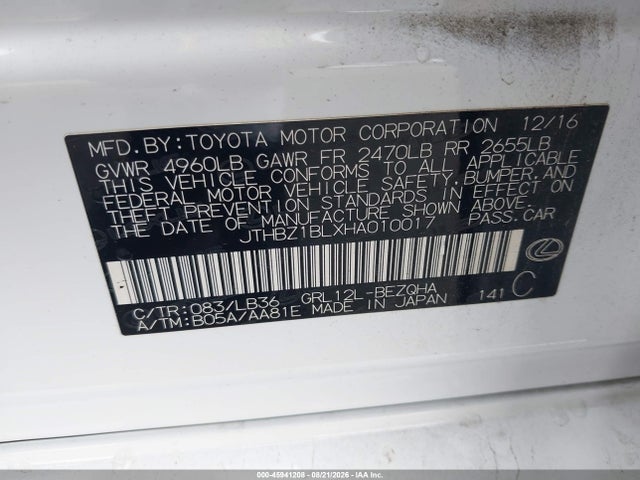 JTHBZ1BLXHA010017 Lexus Gs 350 F Sport