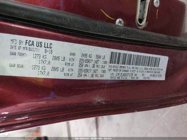 45941221 :رقم المزاد ، 1C4PJMLX6KD271278 vin ، 2019 Jeep Cherokee Latitude Plus 4x4 مزاد بيع