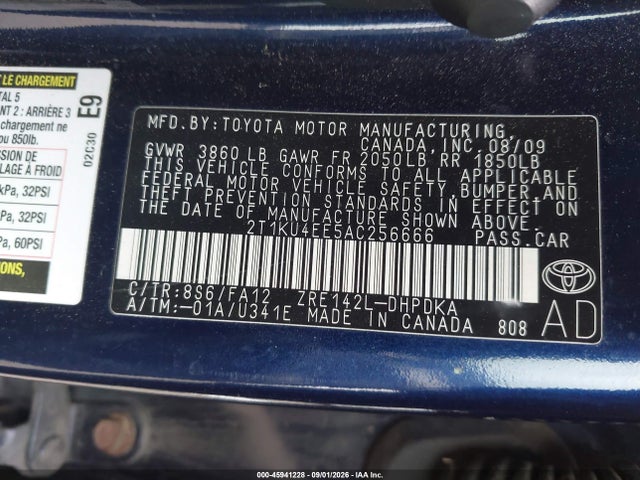 45941228 :رقم المزاد ، 2T1KU4EE5AC256666 vin ، 2010 Toyota Matrix مزاد بيع