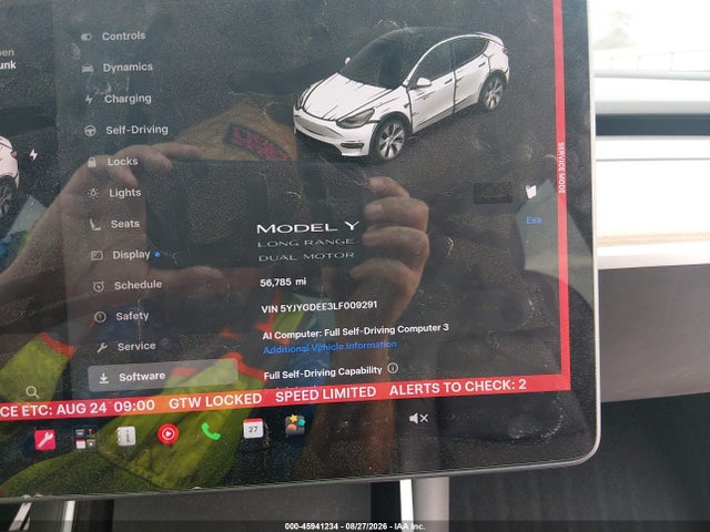 Продажа на аукционе авто 2020 Tesla Model Y Long Range Dual Motor All-wheel Drive, vin: 5YJYGDEE3LF009291, номер лота: 45941234